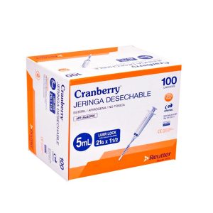 JERINGA DESECHABLE 5ML 21G X 1 12 LUER LOCK CRANBERRY X UNIDAD