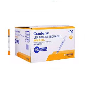 JERINGA DESECHABLE INSULINA 100 UI 29G X 12 UNIDAD AGUJA FIJA CRANBERRY
